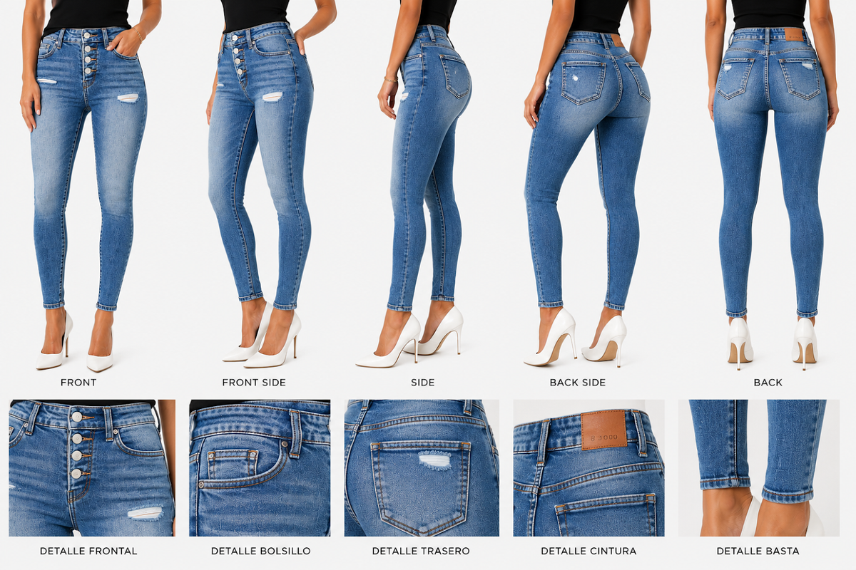 Jeans Skinny Elasticado con Efecto Rasgado para Mujer