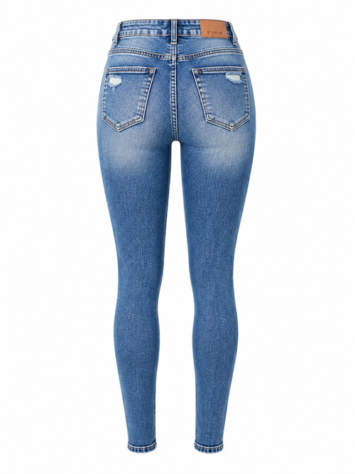 Jeans Skinny Elasticado con Efecto Rasgado para Mujer